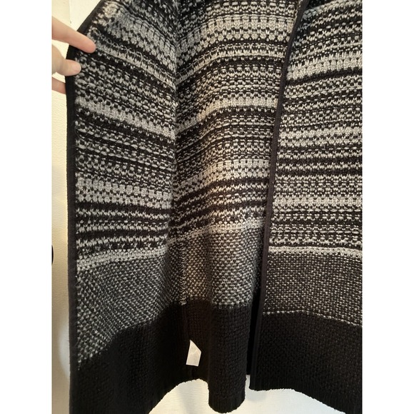 Ann Taylor LOFT Womens Small Black Gray Long Cardigan Open Front Sweater - Picture 4 of 9